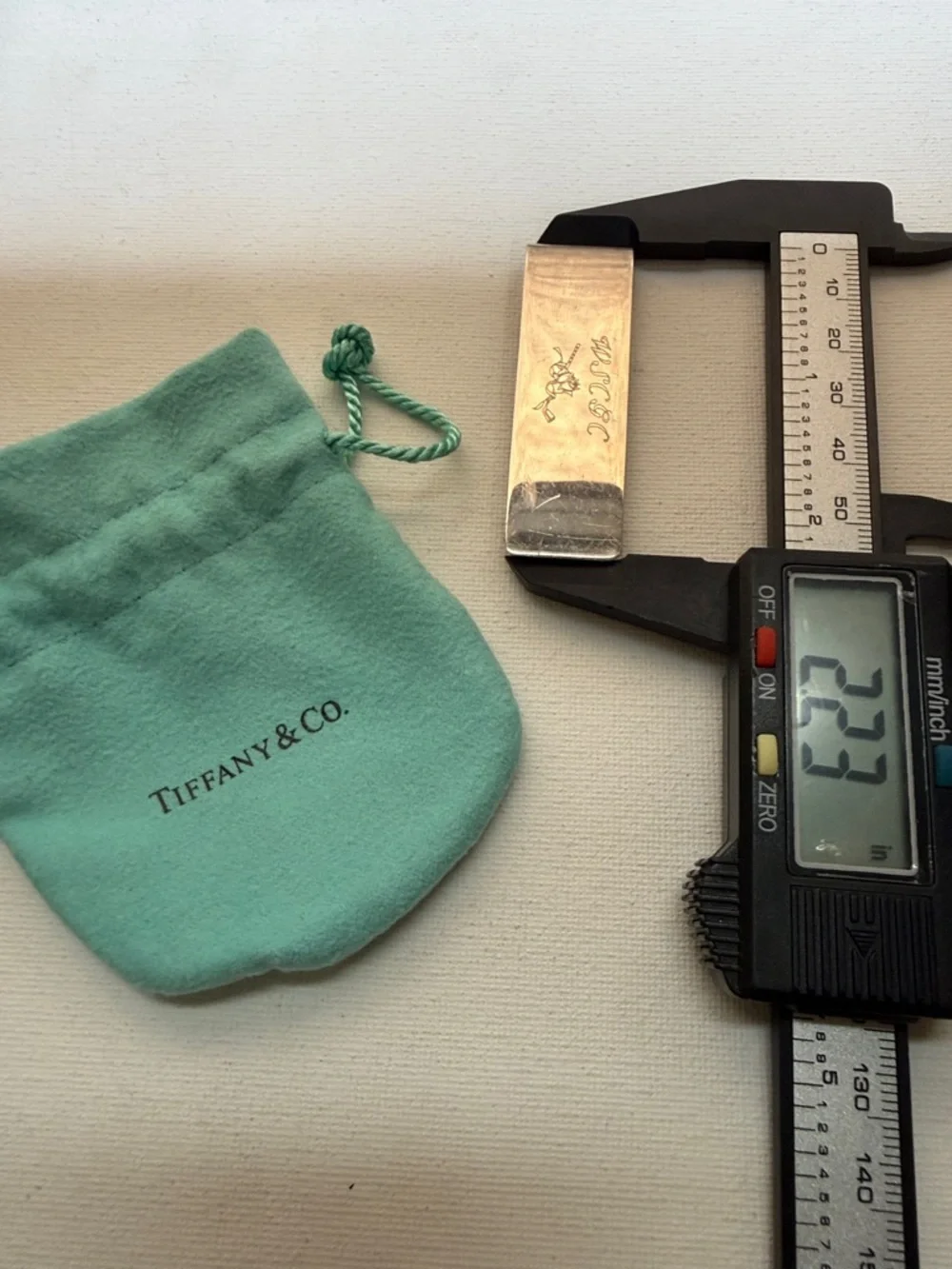 Tiffany & Co. Sterling Silver 925 Money Clip w/Pouch engraved WSCGC